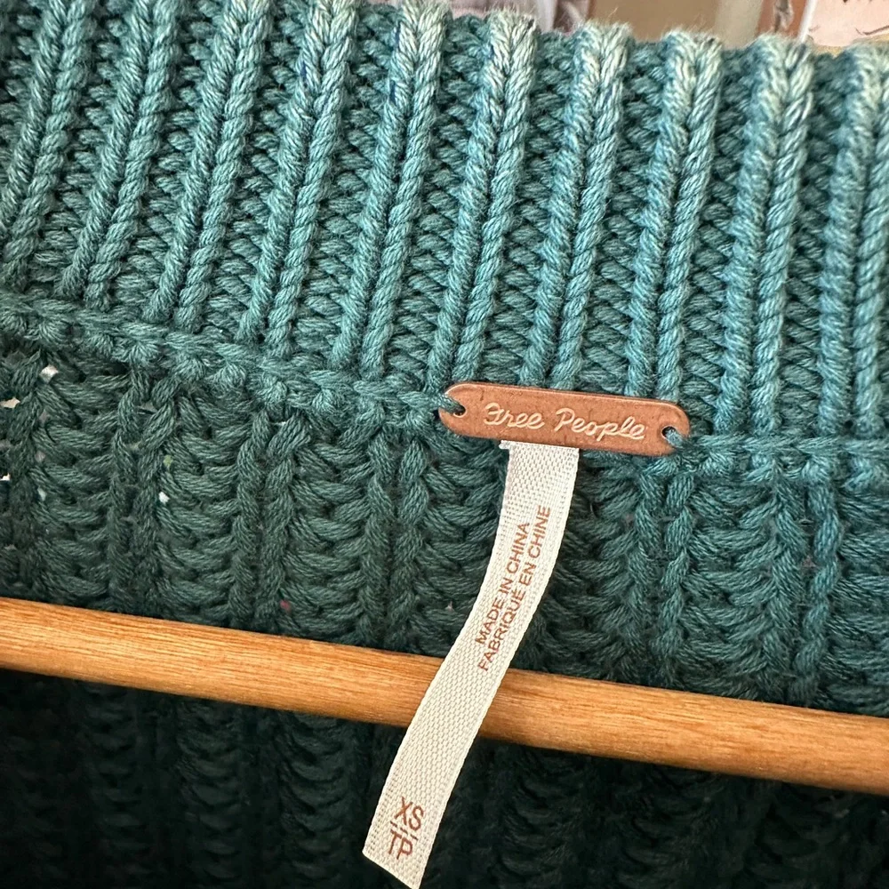 Free People Chunky Knit Sweater Teal Women’s XS Oversized - Picture 2 of 6